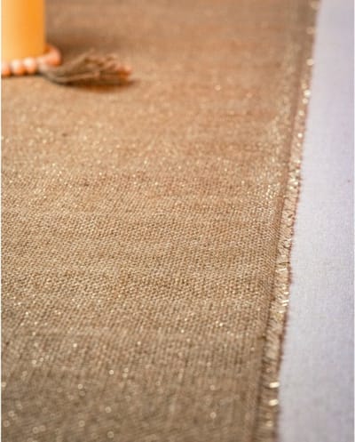 Chaks Jute tafelloper - 29 x 300 cm - beige met gouden draad erdoor - Tafeldecoratie versieringen