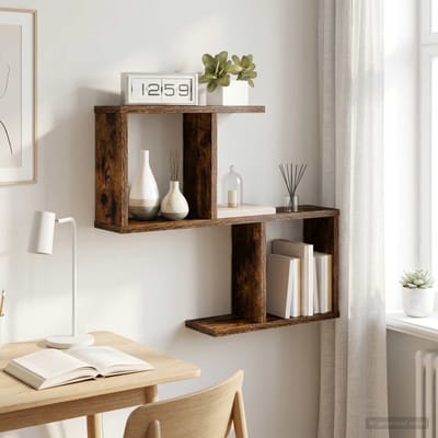 vidaXL - Wandplank - Gerookt - eiken - 60 - x - 12 - x - 50,5 - cm - Bewerkt - hout