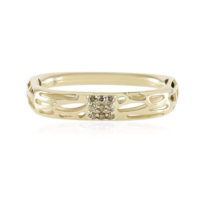 Cavill - 375 Geelgoud Gouden Ring met 9 I2 Champagne Diamanten - 0.049 ct Ronde Slijpsel - Bezel Zetting - Filigraan Elegant Luxe Damesring