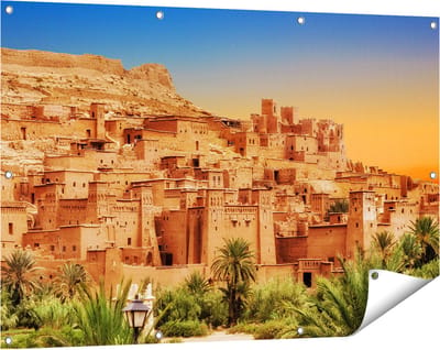 Gards Tuinposter Kasbah Ait Ben Haddou Stad in Marokko - 120x80 cm - Tuindoek - Tuindecoratie - Wanddecoratie buiten - Tuinschilderij