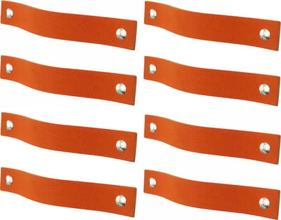 8x Leren handgrepen 'platte greep' - maat S (15,8 x 2,5 cm) - SUEDE BRICK - - incl. 3 kleuren schroefjes (handgreepjes - leren grepen - greepjes - leren lusjes)