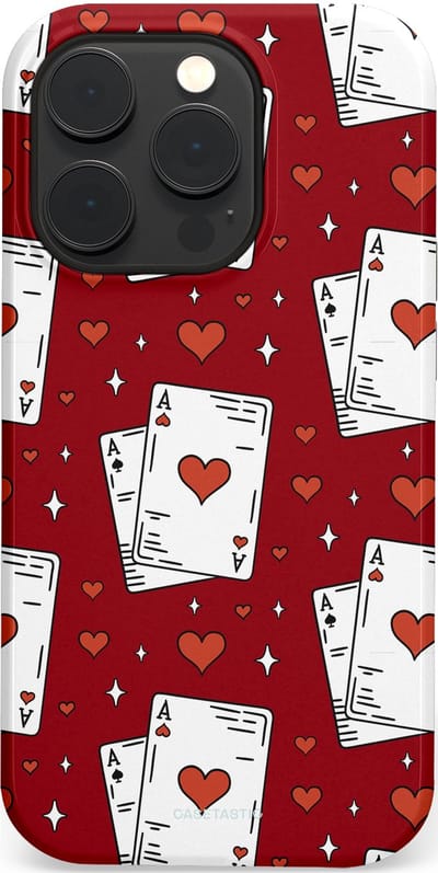Casetastic hoesje geschikt voor Apple iPhone 14 Pro - MagSafe - Dubbellaagse bescherming - Kaarten Aas - Fashion Case - Bordeaux Wit Zilver
