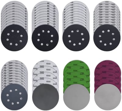 Dailygoods- Schuurpapier Set 65 Stuks - Schuurpapier 125mm - Klittenband - Korrel 60/80/400/1000/1500/2000/3000/5000 - Voor 8 Gaten - Duurzaam en Kwalitatief Hoogwaardig - Schuurpads