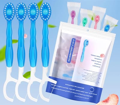 12 Stuks Mini Tandenborstels met Tandpasta, 5-in-1 Reisset voor Frisse Adem en Tandenreiniging