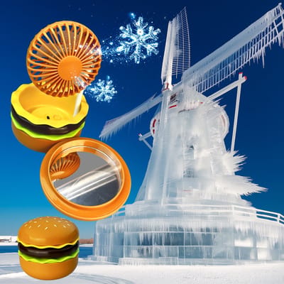 Hamburgerventilator USB oplaadbaar met een spiegel Miniventilatoren voor kinderen en volwassenen Handventilatoren Oplaadbare handventilator geschikt Mini ventilator Draagbare ventilatoren USB ventilator Bureau ventilator cadeau voor kinderen