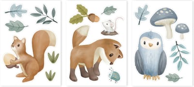 Little Dutch Muurstickers - Forest Friends - 3 Vellen