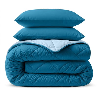 Sleeptime 2 in 1 Omkeerbare Dekbed - Dekbed zonder Overtrek - 240x200 - Petrol/Licht Blauw