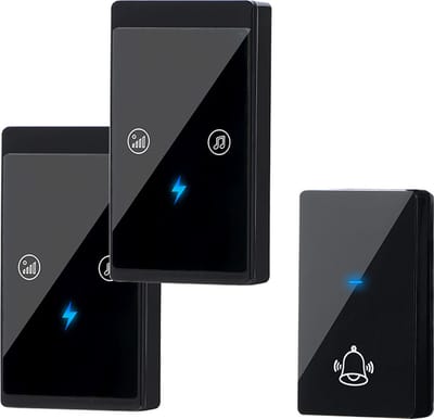 Draadloze deurbel-2 plug-in ontvangers-Doordringbare obstakels 80 meter-Herinnering knipperend licht-IP44 waterdicht-38 melodieën-Instelbaar volume-Geen batterijen nodig