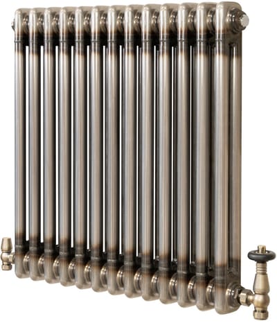 Kolomradiator - 2-kolom 600x605 mm - ruw metaal - incl. kraan