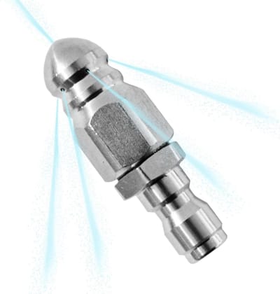 Riolering Hogedruk Nozzle - Pijpreiniger Opzetstuk - Afvoer Ontstoppen - Volledig RVS - 1/4 Inch - Zilver