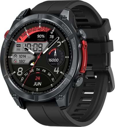 Zeblaze Stratos 4 Smartwatch - GPS Sporthorloge - Stappenteller - Slaapmonitor - Belfunctie - LED Zaklamp - 170+ Sportmodi- 5ATM - Hartslag/Slaapmeter/SpO2 - IOS & Android - Zwart