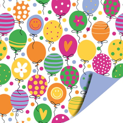 Het Inpakhuis - Inpakpapier - Cadeaupapier - Kadopapier - Balloons / Blue - 50cm x 3m - Rol inpakpapier - Ballonnen - Kinderverjaardag - Partijtje