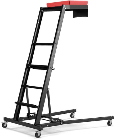 COSTWAY Topside Creepers Werkplaatskruk met ladder, 114,5-168 cm, in hoogte verstelbaar, 4 trapladders met gereedschapsplatform en wielen, werkplaats, montagerolplank, montagewolladder, Topside