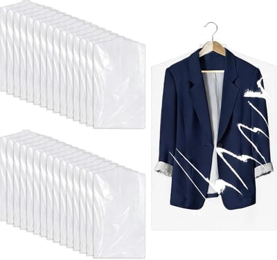 30 Transparante Kledingzakken - Waterdichte en Stofdichte PP-Kledinghoezen voor Pakken Overhemden Jassen - Geschikt voor Droogstomerij en Opbergoplossing - Hangend Ontwerp 60 x 90 cm