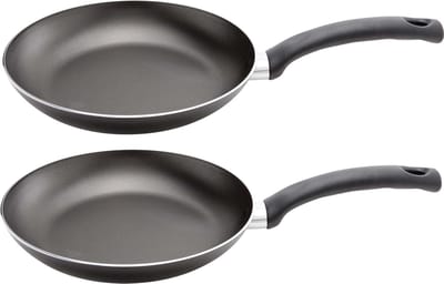 Set van 2x stuks aluminium professionele koekenpan met anti-aanbak laag 24 cm - Hapjespannen
