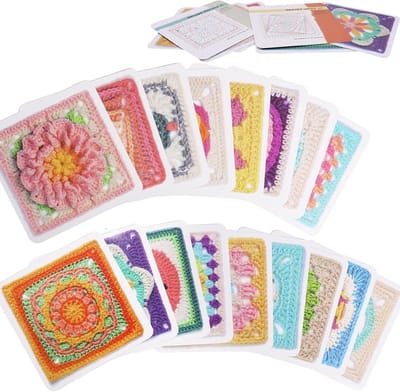 Set van 50 Haakpatronen voor Granny Square Kaarten met Fotoontwerpen voor Persoonlijke Covers voor Volwassenen en Beginners