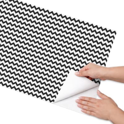 Coloray Meubel Wrap Folie - Zwart-wit Meubelfolie - 50x100 cm - Wrapfolie Keuken Zigzagpatroon - Decoratiefolie - Geometrische Meubelfolie - Meubel Wrap Folie - Woonkamer decoratie - Achtergronden en patronen