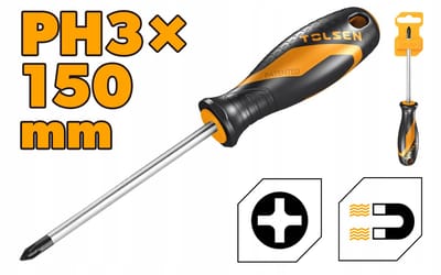 Tolsen Kruiskopschroevendraaier PH3x150mm Cr-V Met Comfort Grip