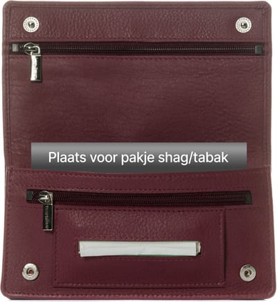 LeonDesign - Tabak etui - Echt leer - Kers/aubergine - Handgemaakte shag etui