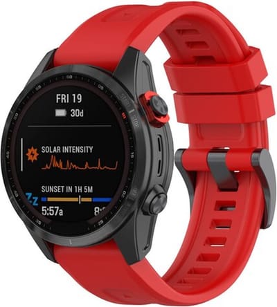 By Qubix - Geschikt voor Garmin bandje - 20mm Quickfit - Siliconen sportbandje - Rood - Geschikt voor Garmin Fenix 7s/6s/5s / Instinct 2s / Epix Pro Gen 2 (42mm)