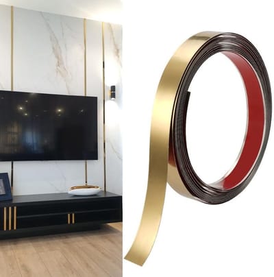 BRENZOOS- Wandlijst Roestvrij staal - Zelfklevend - Flexibel - Spiegelframe - Onderhoudsvriendelijk - Spiegelachtig oppervlak - Decoratieve Lijst