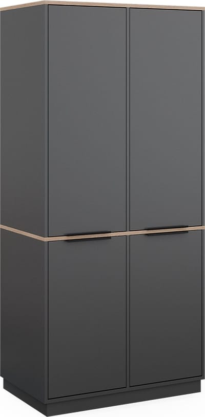 Vicco Betti Kledingopslagkast – 82 x 179 cm met 4 deuren Antraciet/Sonoma