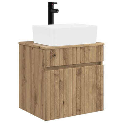 vidaXL - Wandgemonteerde - wastafelmeubel - Artisanaal - eiken - 49 - x - 41 - x - 63 - cm