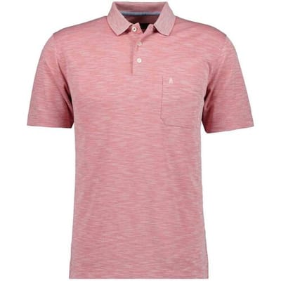 Ragman Polo Soft Knit Fine Stripe Flame Design Bright Red / male