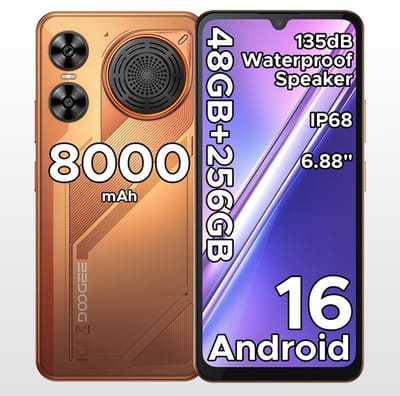 Robuuste smartphone - DOOGEE M30 - Telefoon 2026 - 6,88" 120Hz - 48GB RAM - 256GB ROM - 8000 mAh - Android 16 - IP68 waterdicht - 135dB spreker - GPS,NFC,OTG,FM - Oranje