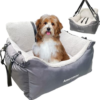 Honden autostoel - Reisverhoger hond - Veilig reizen - Afneembaar en wasbaar - 55 x 50 x 35 cm - Grijs
