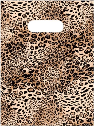 Plastic Draagtassen - Koopwaar Tassen - Feest Cadeaus - Gestanste Handgrepen - 20 x 30 cm - Luipaardprint