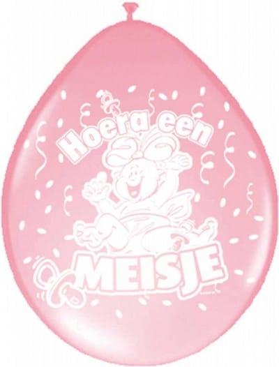 Ballonnen geboorte meisje - 16x - lichtroze - baby thema versiering - kraamfeest / babyshower