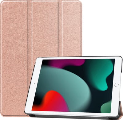 Hoesje Geschikt voor Apple iPad 7 (2019) - 10.2 inch - 7e Generatie - Dun & Stevig - Trifold Bookcase - Hard Cover - Hardcover Book Case - Tablet Hoes - Rosé goud