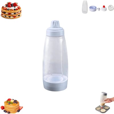 1 stuk - Beslagmixer - Pannenkoekbeslagdispenser - Draadmixer - 1000 ml siliconen beslagdispenser - Knijpbeslagdispenser - Gegradueerde mengfles - Geschikt voor pannenkoeken, crêpes, wafels, muffins en cupcakes