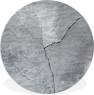 WallCircle® Wandcirkel 120x120 cm - Muurcirkel Beton - Grijs - Scheur - Muurdecoratie woonkamer - Wanddecoratie slaapkamer - Kamer decoratie accessoires - Ronde schilderijen XXL