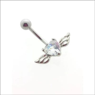 Aramat Jewels | Navelpiercings | Hartvormige Stalen Navelpiercing met Zirkonia | | | |12mm | Staal | Volwassenen | Verkleurd niet