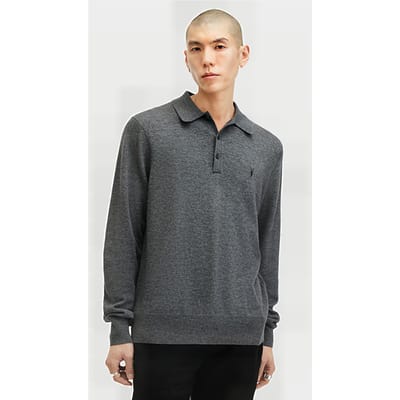 AllSaints Kilburn Ls Polo Carter Grey Maat: XXL | Poloshirts Outlet | Heren | Grijs