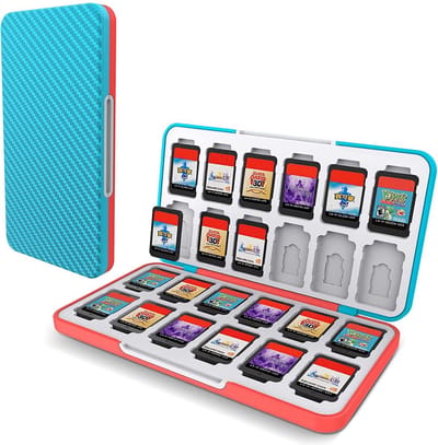 BOTC 24 Slots Game card case - spel hoesje - beschermhoes - micro SD kaart houder - Silicone Slots - Blauw