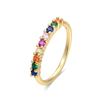 Luxenter Sterling zilveren 925 ring met Veelkleurige Zirkonia afgewerkt in 18K geel goud - Giloth