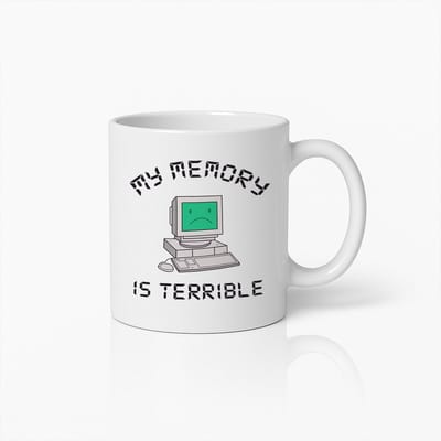 Mijn Geheugen Is Verschrikkelijk Mok 330ml – Grappige Retro Computer Koffiemok voor Programmeurs en Techliefhebbers
