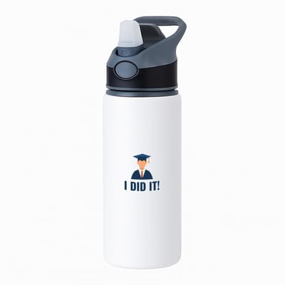 Hacebo® - I did it! waterfles met rietje zwart - Geslaagd - iemand die is geslaagd - gelukt - gefeliciteerd - examen - school - diploma gehaald - cadeau - kado - geschenk - gift - water fles - 650ML