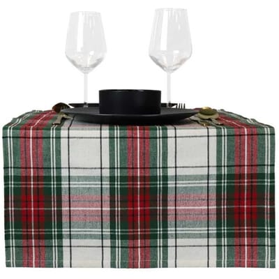 Unique Living - Tafelloper Xmas Tartan - 45x150cm - White