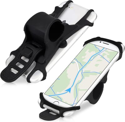 kwmobile Universele houder voor mobiele telefoon op de fiets - Houder voor mobiele telefoon op de fiets gemaakt van siliconen voor alle fietssturen - Zwart