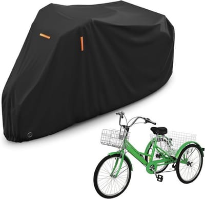 Daity 1 stuk - Driewielerhoes - Waterdichte, allround bescherming voor driewielers - Met slotgat en opbergtas - Geschikt voor 1-3 fietsen - Geschikt voor mountainbikes en racefietsen - Zwart - 191x77x112 cm