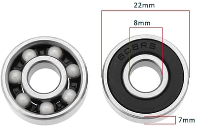 8Pcs 608-2RS 22mm Skateboard Lagers - Keramisch - RVS - Hoge Snelheid - Slijtvastheid voor Skateboard Wielen