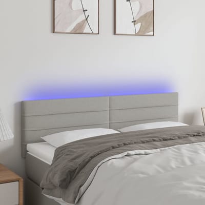 vidaXL - Hoofdbord - LED - 144x5x78/88 - cm - stof - lichtgrijs