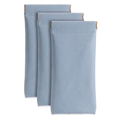 3 Stuks - Brillenkokers - Leer Brillenkoker - Automatische Sluiting - Brillendoos - Zonnebrilhouder - Brillenkoker - 18*9cm - Blauw - Opbergzak - Zachte brillenkoker - Draagbare unisex brillenkoker - Leesbrillentas