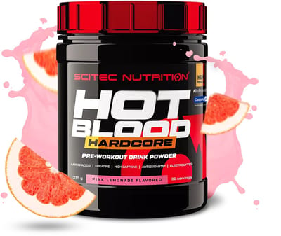Scitec Nutrition® - Hot Blood Hardcore (375 gram - Pink Lemonade) - Citrusvrucht - 30 doseringen - krachtige pre workout formule - poeder - pre-workout