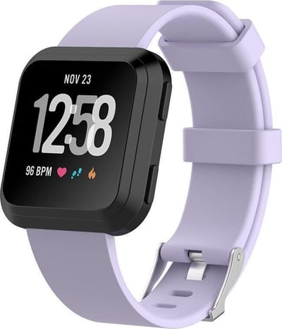 KELERINO. Siliconen bandje geschikt voor Fitbit Versa (Lite) met gespsluiting - Licht Paars - Small