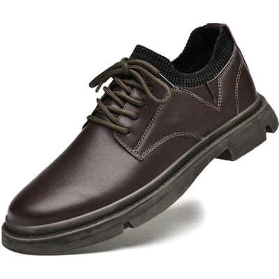 Trendy Heren Leren Schoenen Britse Stijl Leren Casual Schoenen Nieuw Herfst En Winter Veters Bovenste Laag Koeienhuid Heren Schoenen 43 bruin